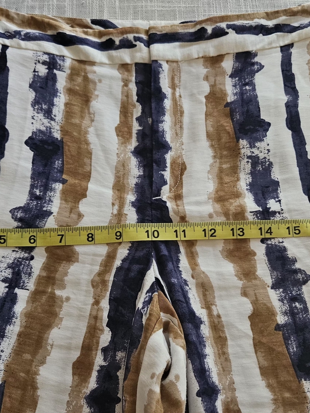 ​Ann Taylor Factory Wide Leg Linen-Blend Style Striped Pants Size 10 Art Deco - Picture 12 of 15